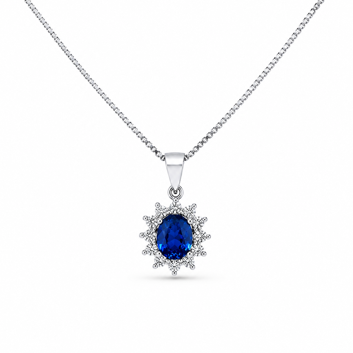 Collana con Zaffiro Blu 0,35 ct e Diamanti 0,12 ct in Oro Bianco 18kt – PG Gioielli (CIOLADYZ/2)