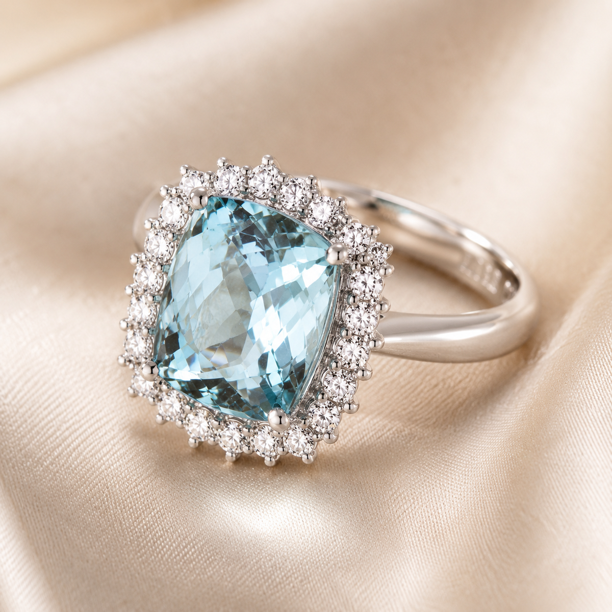 Anello con Acquamarina 7,68 ct e Diamanti 0,54 ct G VS in Oro Bianco 18kt – Mirco Visconti (MV720ACB)