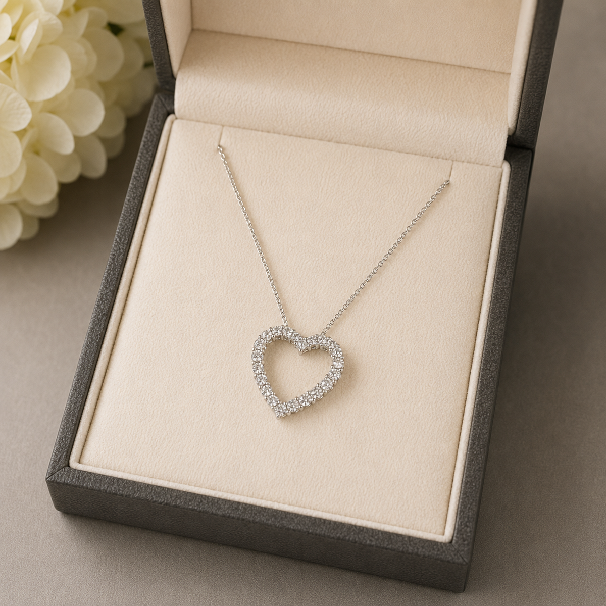 Collana Cuore con Diamanti 0,48 ct G VS in Oro Bianco 18kt – Mirco Visconti