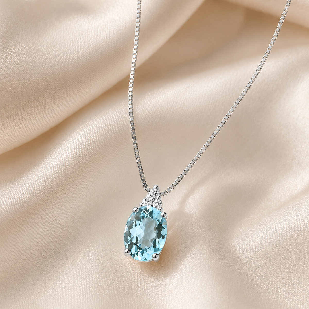 Collana con Acquamarina 1,82 ct e Diamanti 0,03 ct G VS in Oro Bianco 18kt – Mirco Visconti (LF231/10AC)