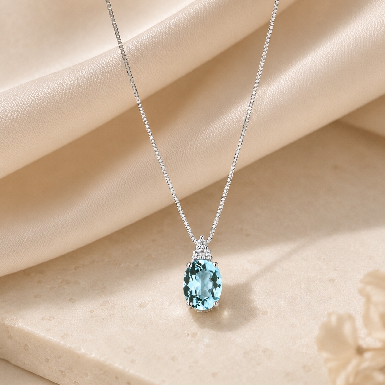 Collana con Acquamarina 1,82 ct e Diamanti 0,03 ct G VS in Oro Bianco 18kt – Mirco Visconti (LF231/10AC)