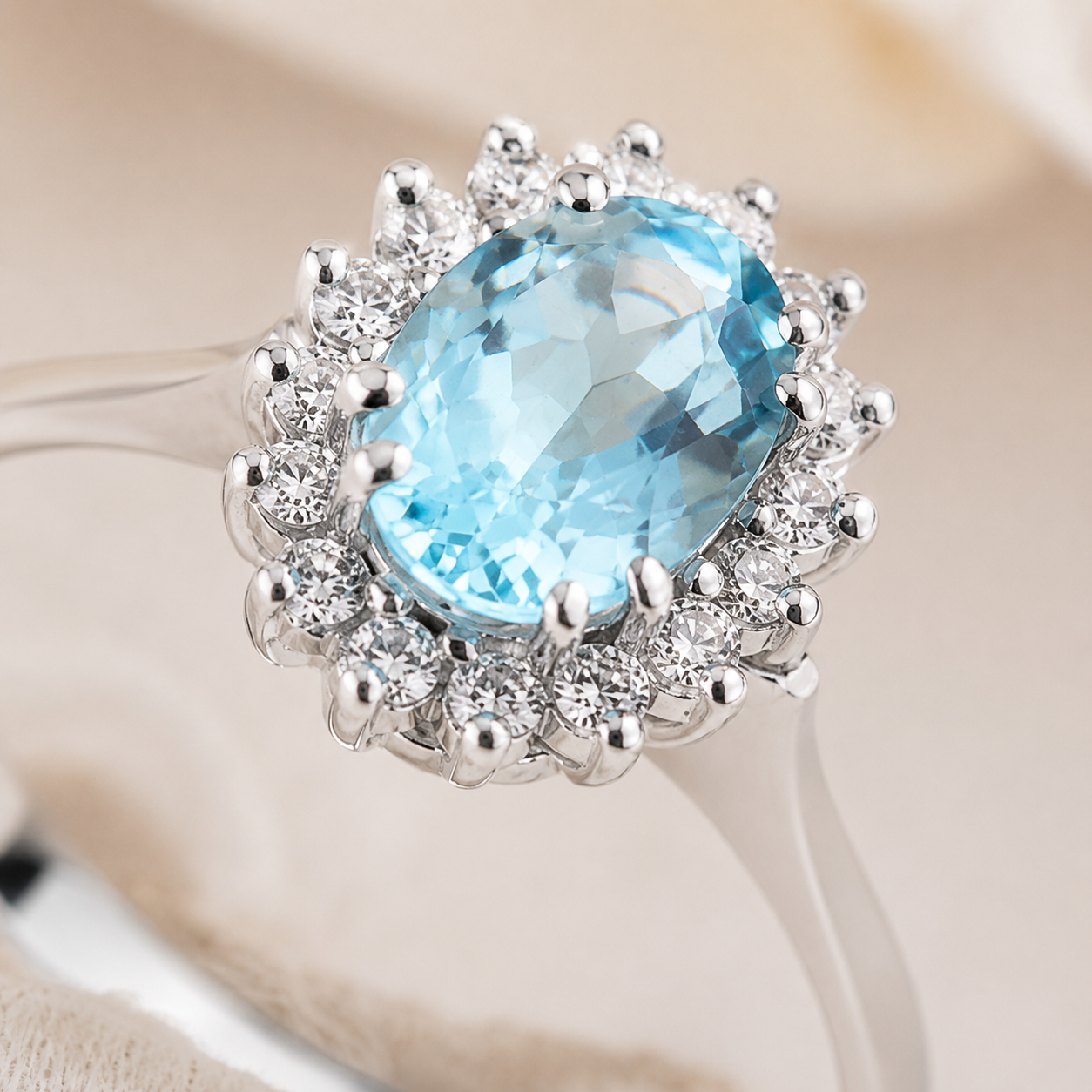 Anello con Acquamarina 0,30 ct e Diamanti 0,13 ct in Oro Bianco 18kt – PG Gioielli (ANLADYA/2)
