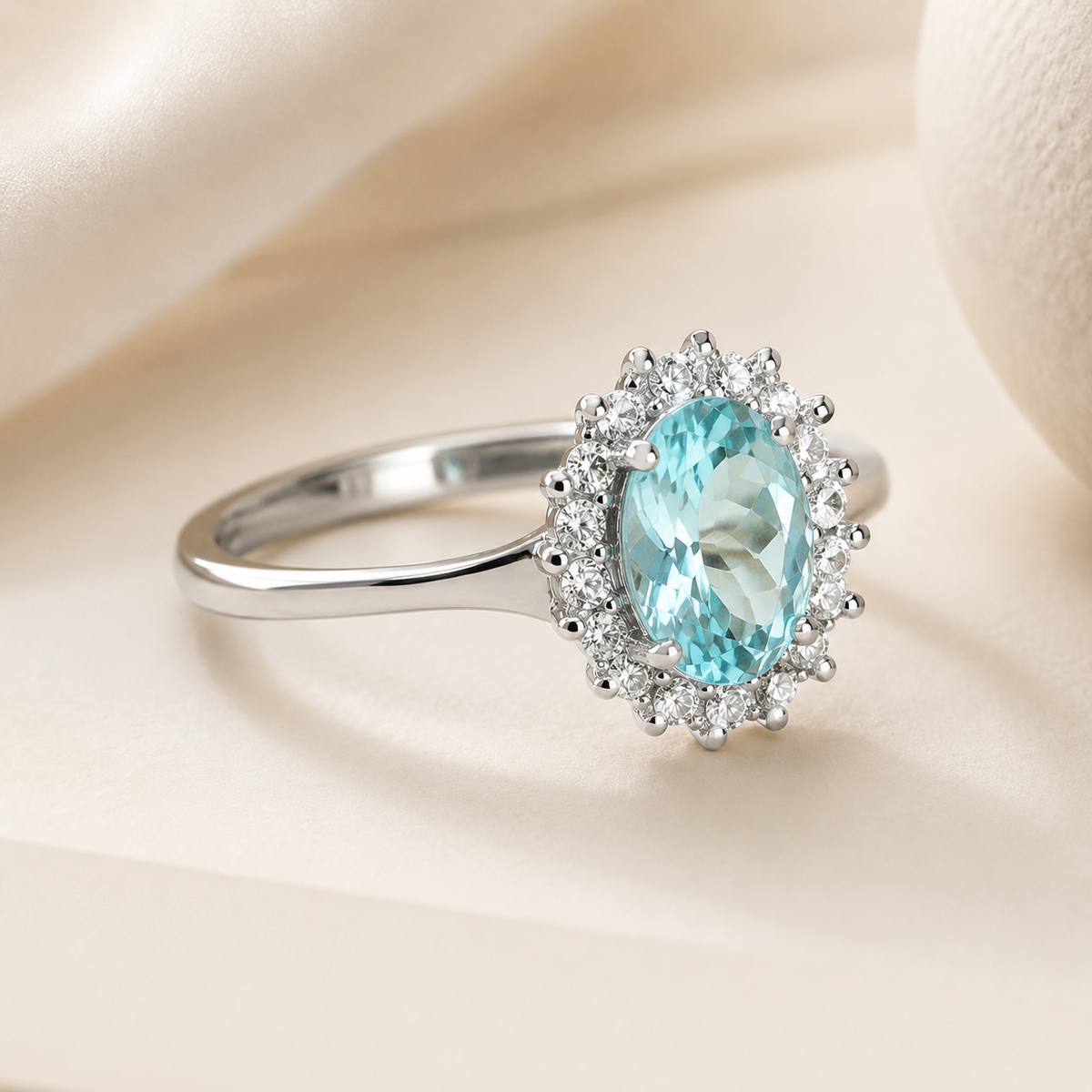 Anello con Acquamarina 0,30 ct e Diamanti 0,13 ct in Oro Bianco 18kt – PG Gioielli (ANLADYA/2)
