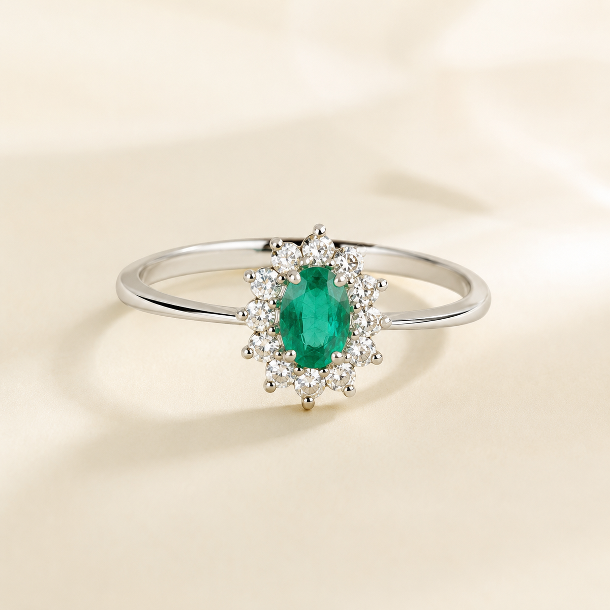 Anello con Smeraldo Zambia 0,46 ct e Diamanti 0,25 ct G VS in Oro Bianco 18kt – Mirco Visconti (LF457/B10S)
