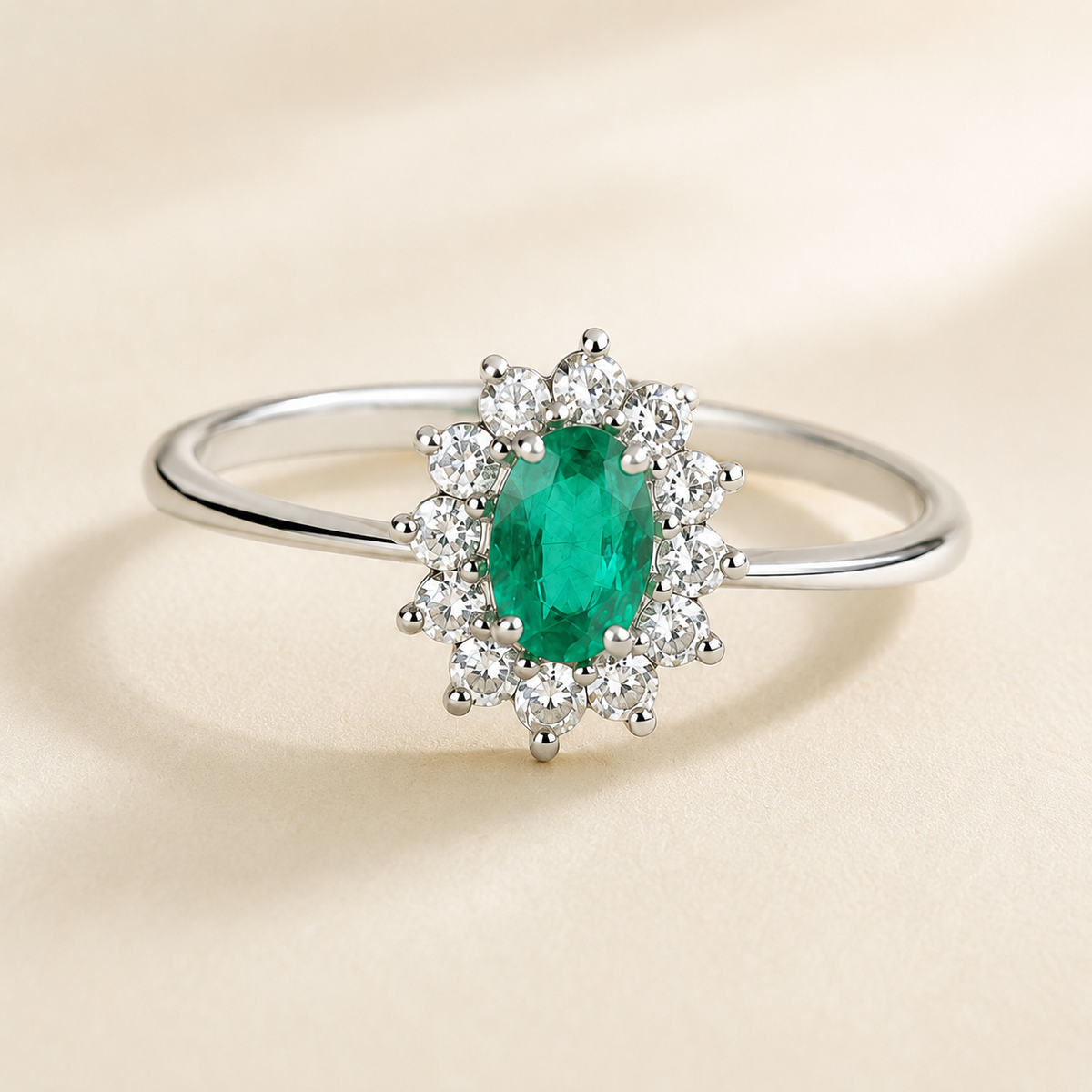 Anello con Smeraldo Zambia 0,46 ct e Diamanti 0,25 ct G VS in Oro Bianco 18kt – Mirco Visconti (LF457/B10S)