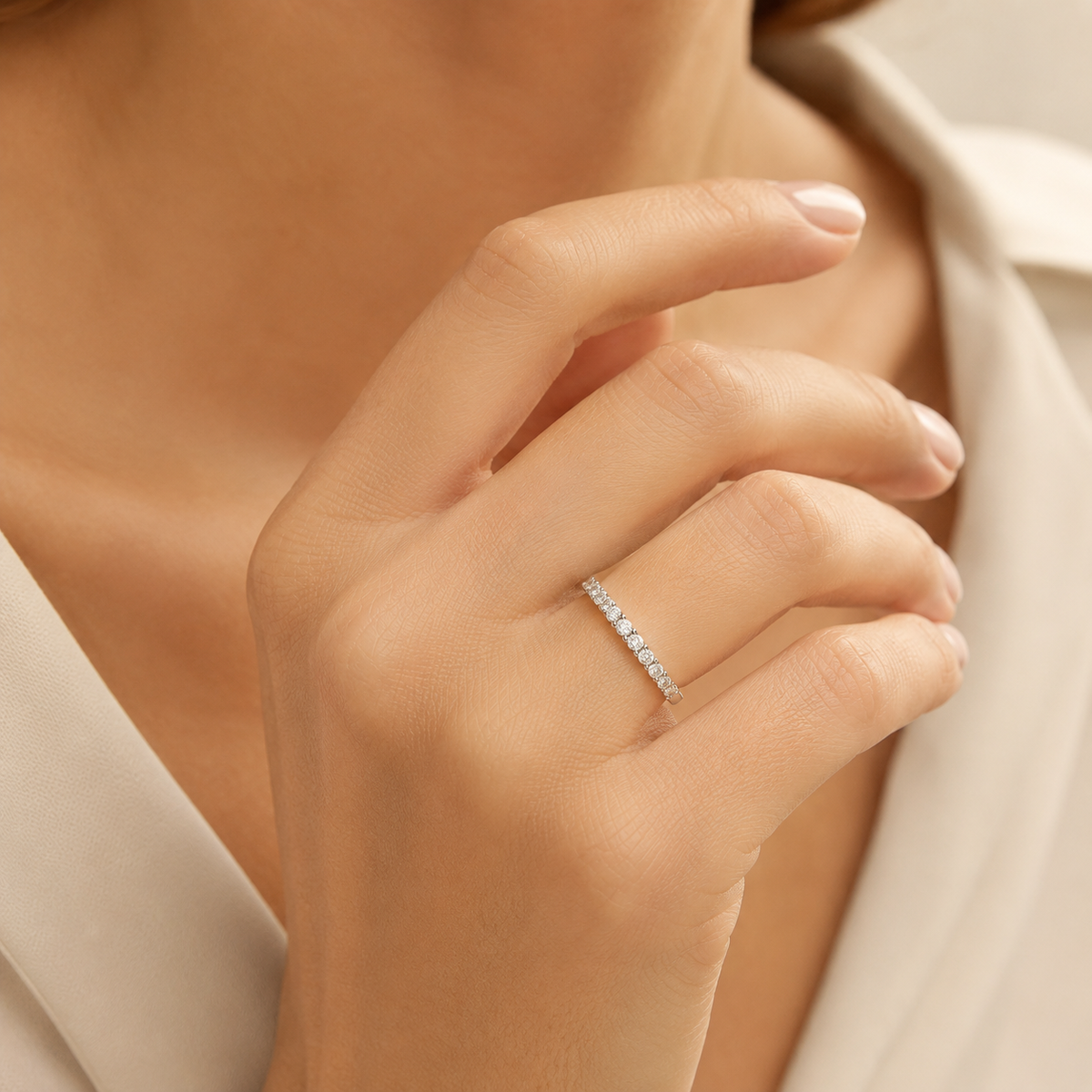 Anello Veretta con 11 Diamanti 0,49 ct G VS in Oro Bianco 18kt – Mirco Visconti (Z547/EI10)