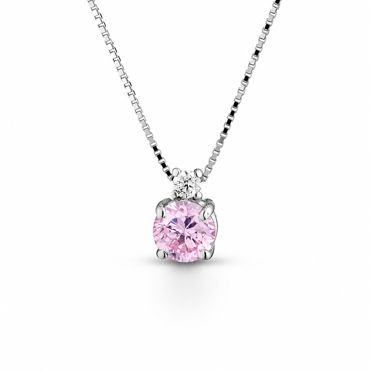 Collana con Quarzo Rosa e Diamanti in Oro Bianco 18kt – PG Gioielli (CIOFREEDOM/1Q)