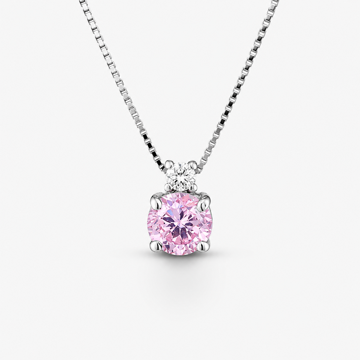 Collana con Quarzo Rosa e Diamanti in Oro Bianco 18kt – PG Gioielli (CIOFREEDOM/1Q)