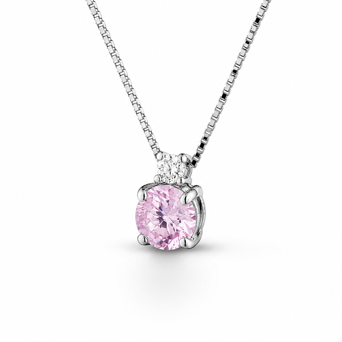 Collana con Quarzo Rosa e Diamanti in Oro Bianco 18kt – PG Gioielli (CIOFREEDOM/1Q)