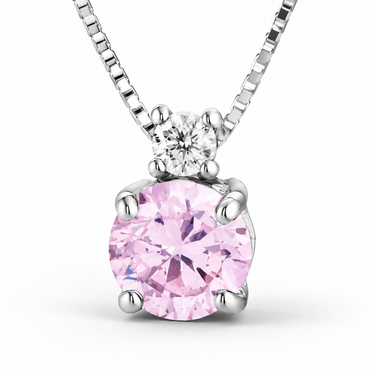 Collana con Quarzo Rosa e Diamanti in Oro Bianco 18kt – PG Gioielli (CIOFREEDOM/1Q)