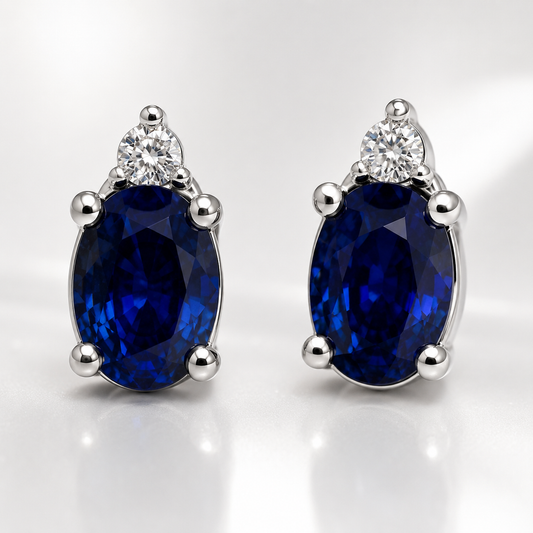 Orecchini PG Gioielli in Oro Bianco 18 kt con Zaffiri Blu 0,42 ct e Diamanti 0,016 ct – ORSMALL/1Z