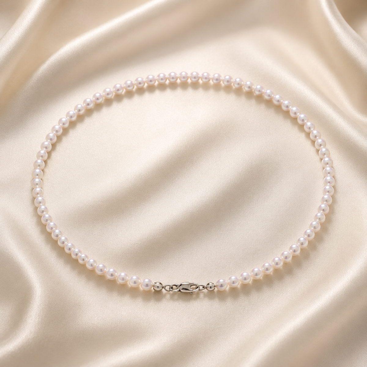 Collana con Perle Kioto 4-4,5 mm in Oro Bianco 18kt – PG Gioielli (105B/0)
