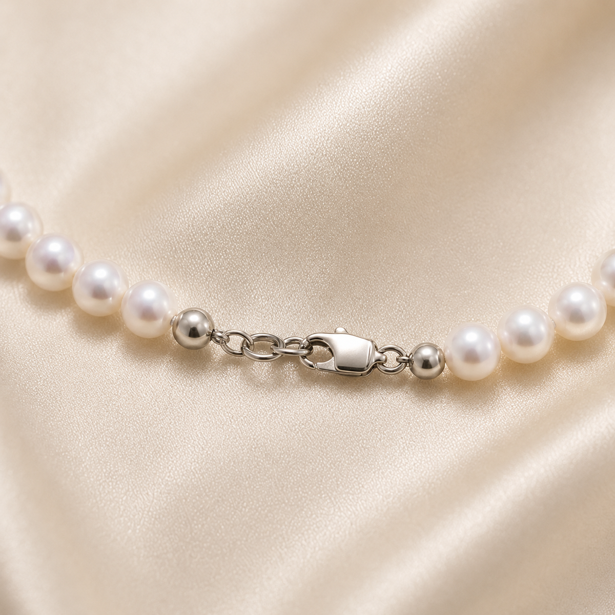 Collana con Perle Kioto 4-4,5 mm in Oro Bianco 18kt – PG Gioielli (105B/0)