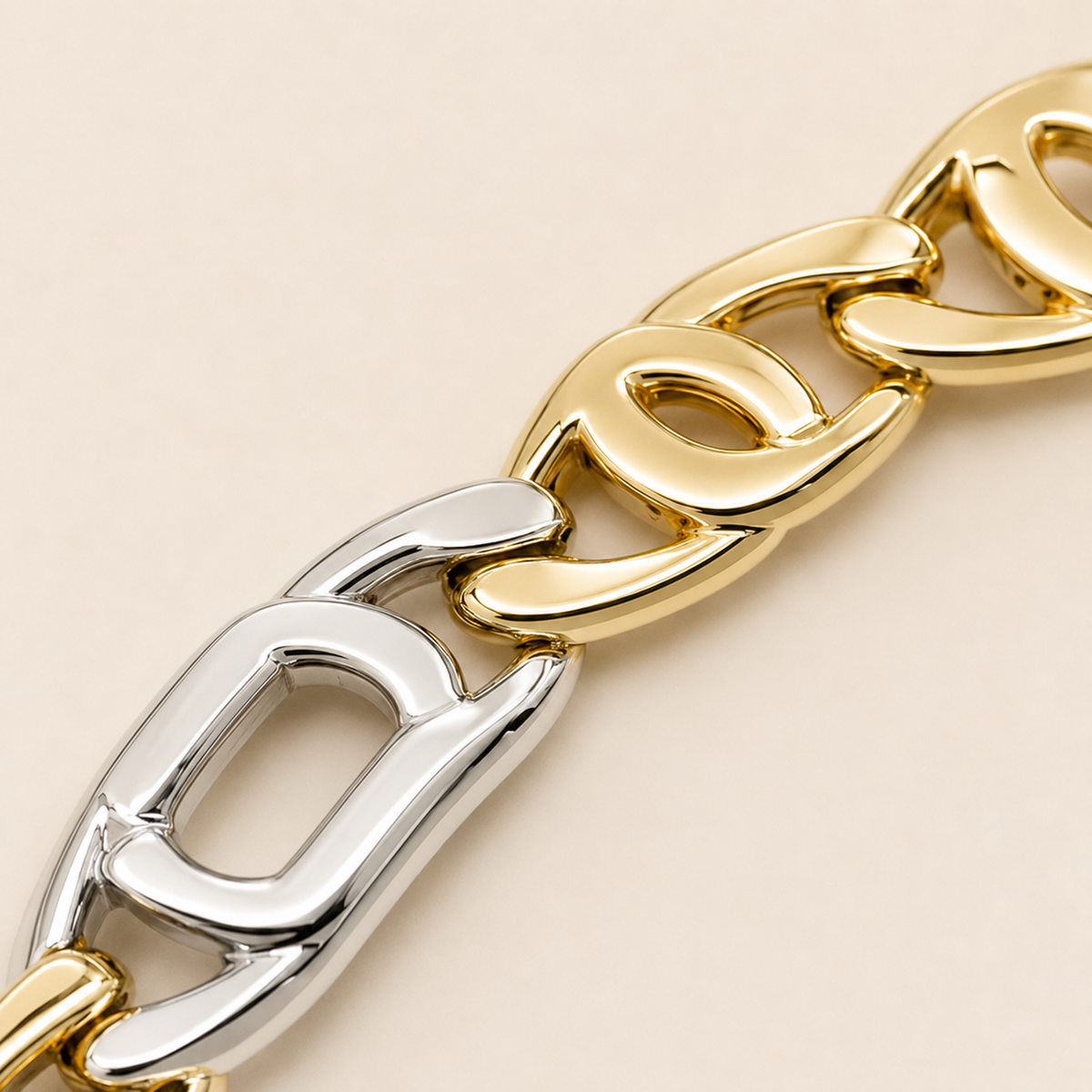 Bracciale Bicolore in Oro Giallo e Bianco 18 kt Maglia Fantasia – 9,80 g