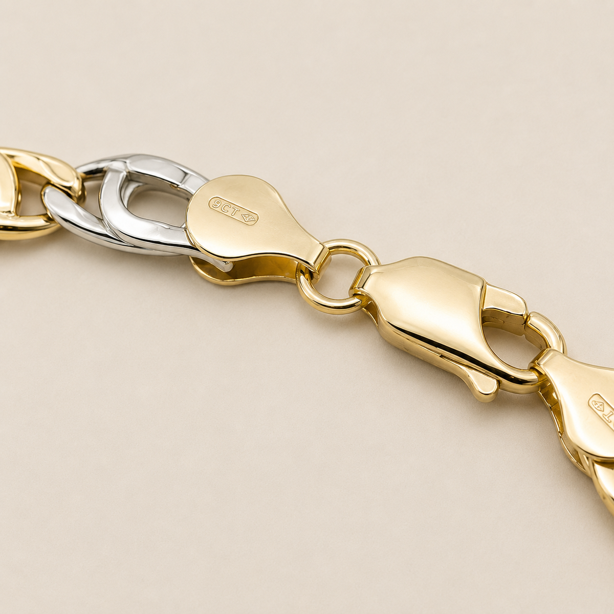 Bracciale Bicolore in Oro Giallo e Bianco 18 kt Maglia Fantasia – 9,80 g