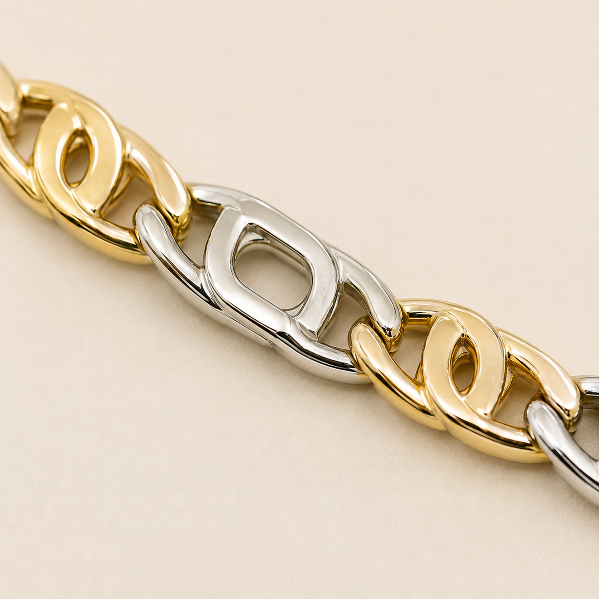 Bracciale Bicolore in Oro Giallo e Bianco 18 kt Maglia Fantasia – 9,80 g