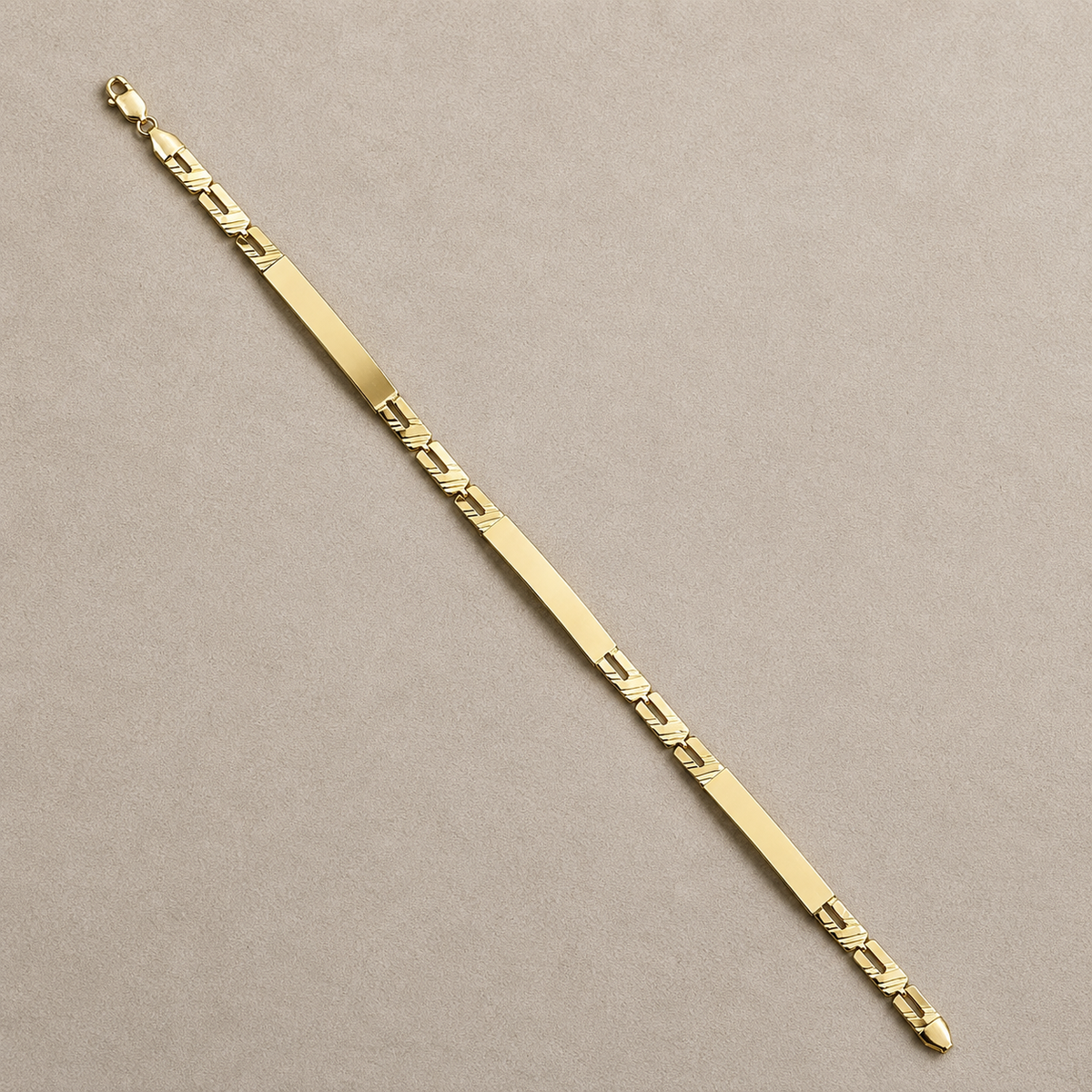 Bracciale in Oro Giallo 18 kt con Placche Lucide e Maglia Geometrica – 9,60 g