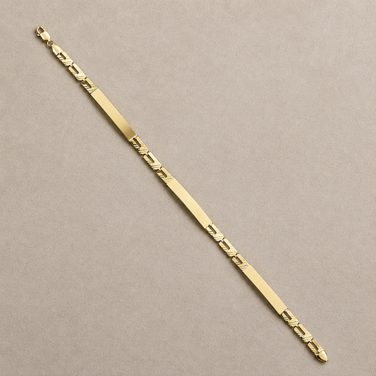 Bracciale in Oro Giallo 18 kt con Placche Lucide e Maglia Geometrica – 9,60 g