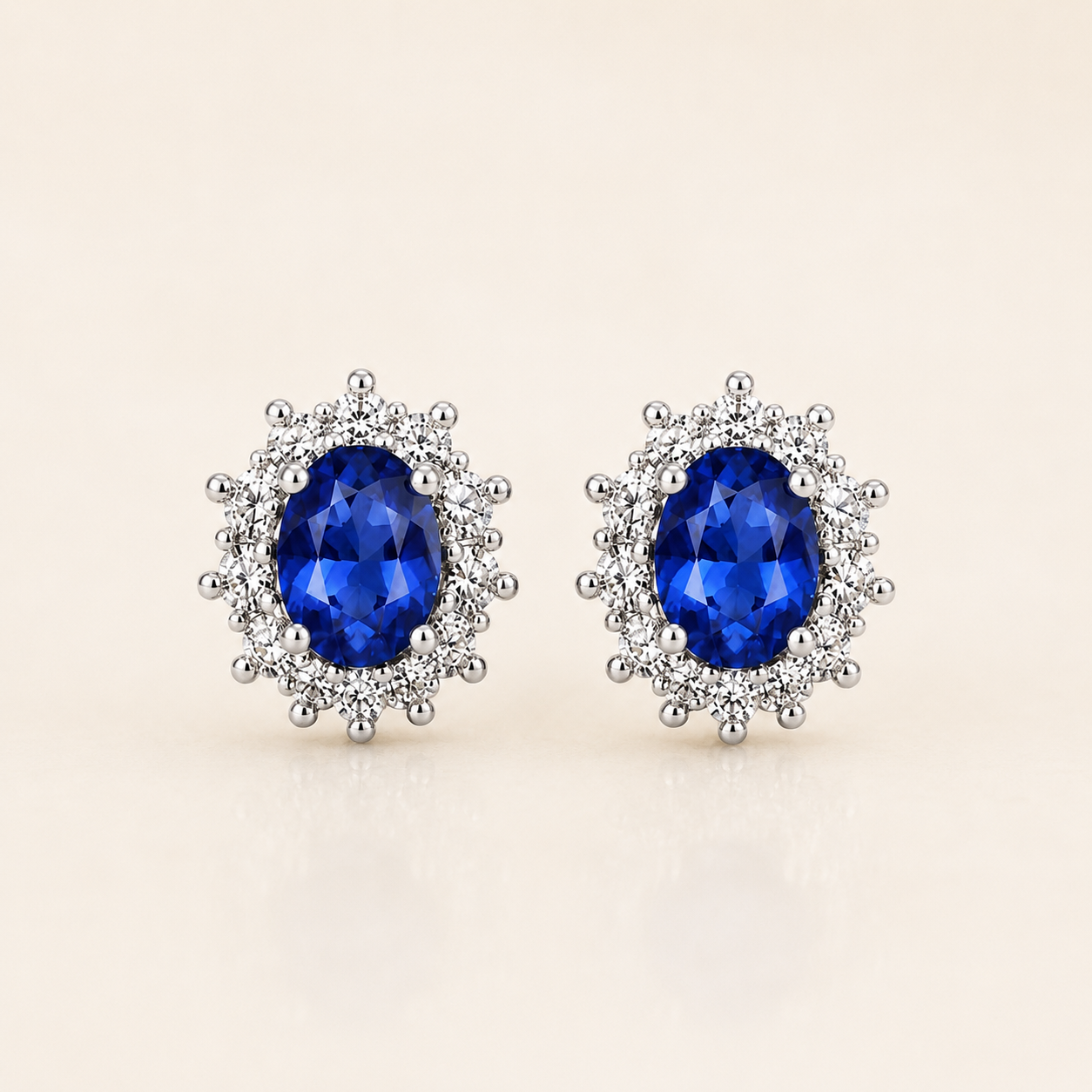 Orecchini Visconti Zaffiro Blu ct 0,99 e Diamanti ct 0,40 G VS in Oro 18kt Bianco - Z685S/A5Z