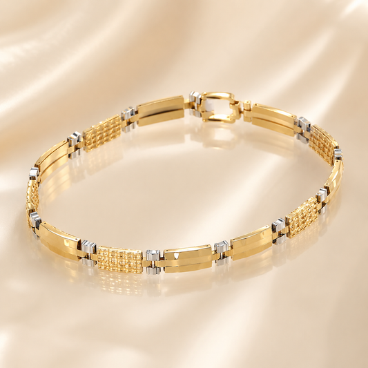 Bracciale Uomo in Oro Bicolore 18 kt – Maglia Fantasia 11 g