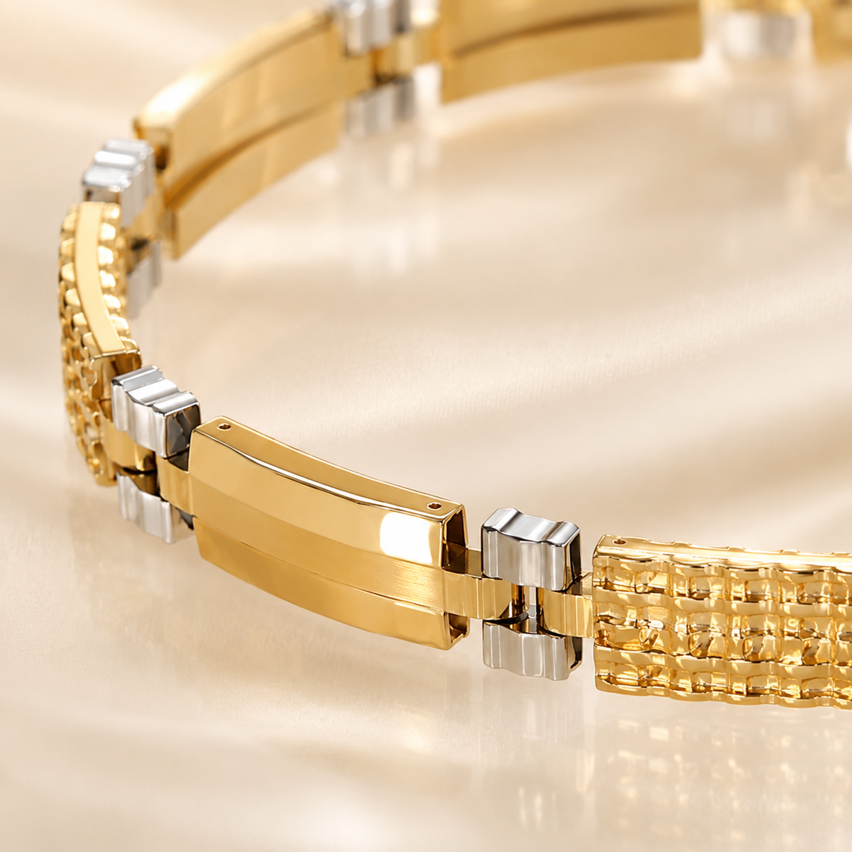Bracciale Uomo in Oro Bicolore 18 kt – Maglia Fantasia 11 g