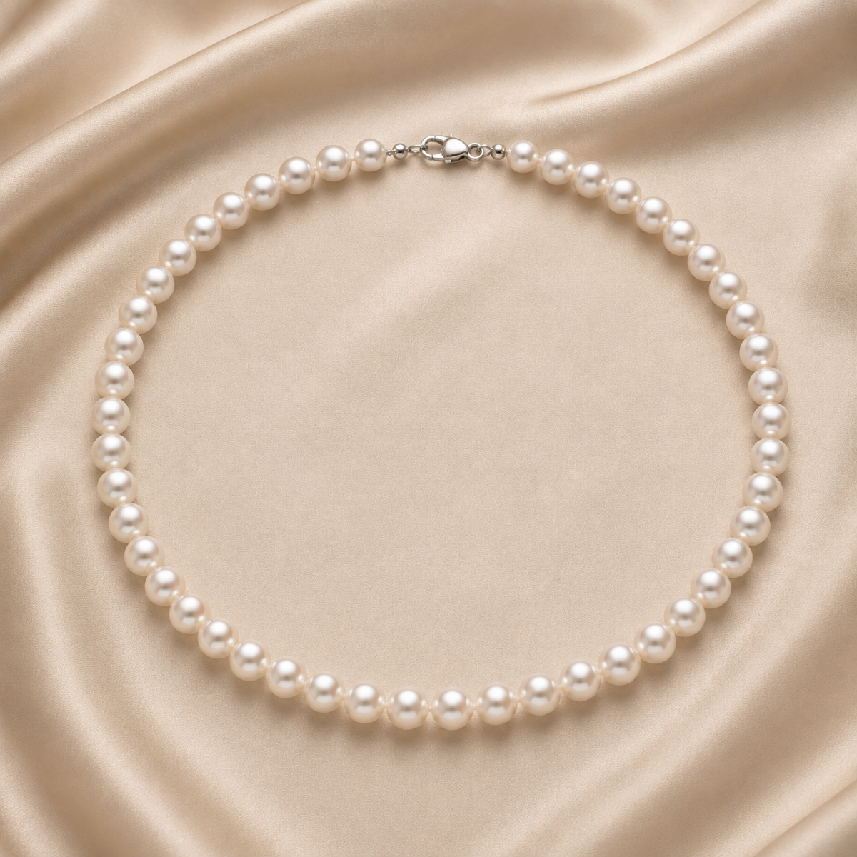 Collana con Perle Akoya 8 mm in Oro Bianco 18kt – PG Gioielli