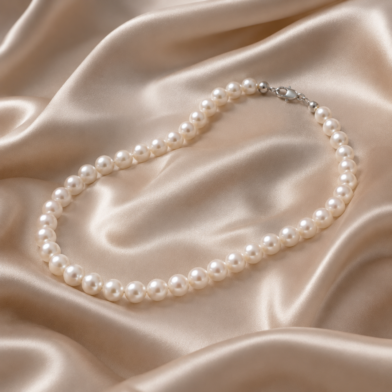 Collana con Perle Akoya 8 mm in Oro Bianco 18kt – PG Gioielli