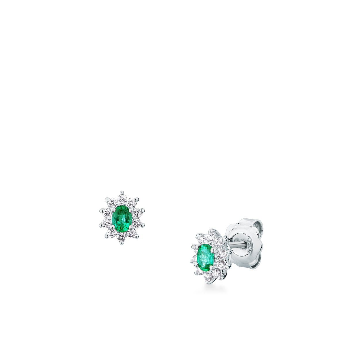Orecchini a Lobo con Smeraldi Zambia 0,27 ct e Diamanti 0,21 ct in Oro Bianco 18kt – Mirco Visconti