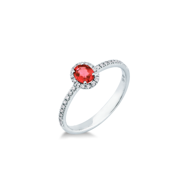 Anello con Rubino 0,37 ct e Diamanti 0,12 ct G VS in Oro Bianco 18kt – Mirco Visconti
