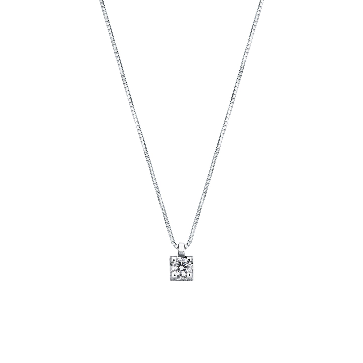 Collana Punto Luce con Diamante 0,13 ct F VS in Oro Bianco 18kt – Mirco Visconti