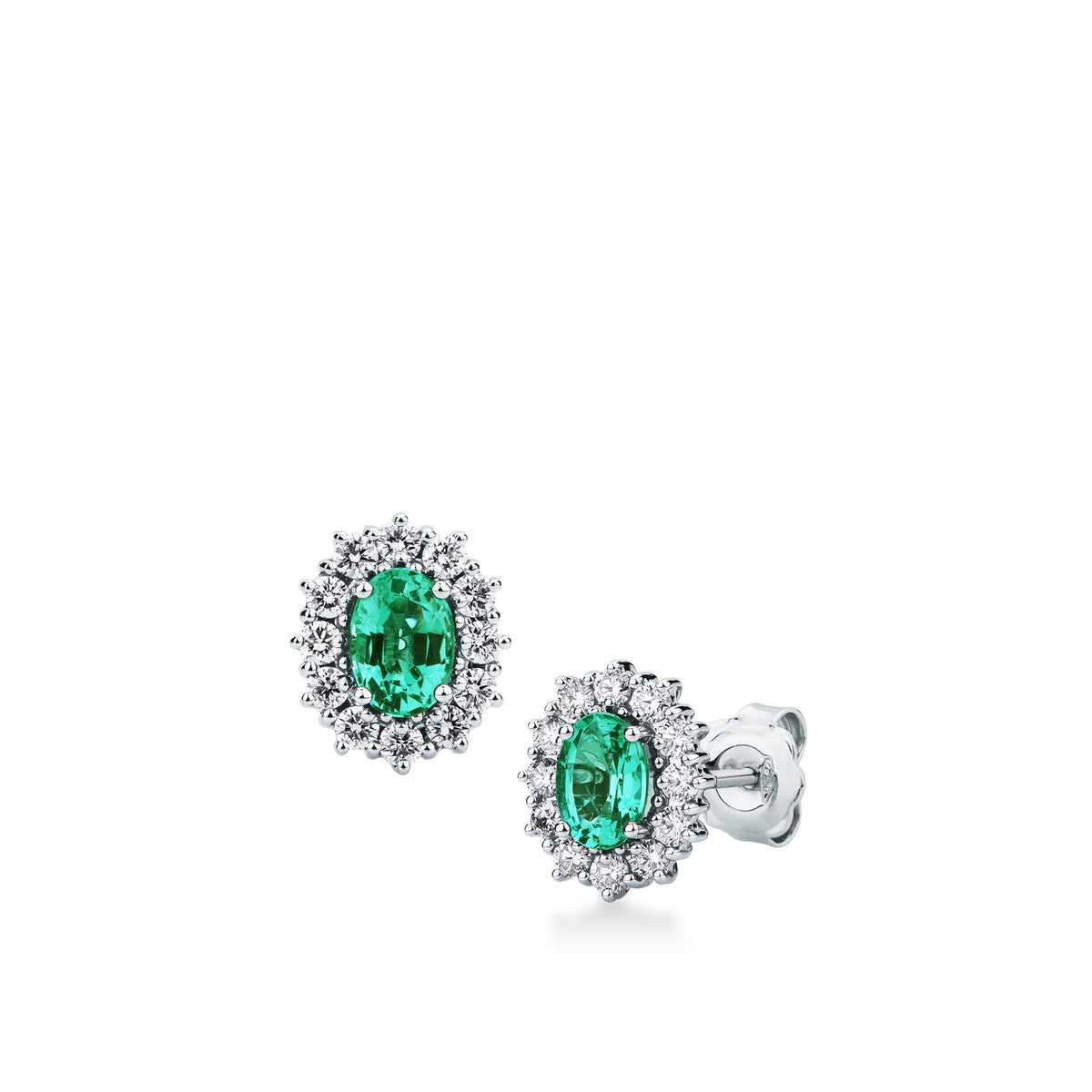 Orecchini con Smeraldi Zambia 0,83 ct e Diamanti 0,49 ct G VS in Oro Bianco 18kt – Mirco Visconti (IE84S/B10S)
