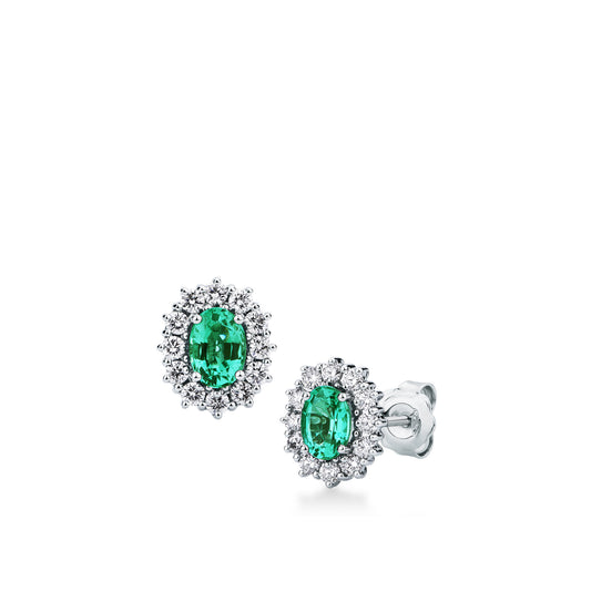 Orecchini con Smeraldi Zambia 0,83 ct e Diamanti 0,49 ct G VS in Oro Bianco 18kt – Mirco Visconti (IE84S/B10S)