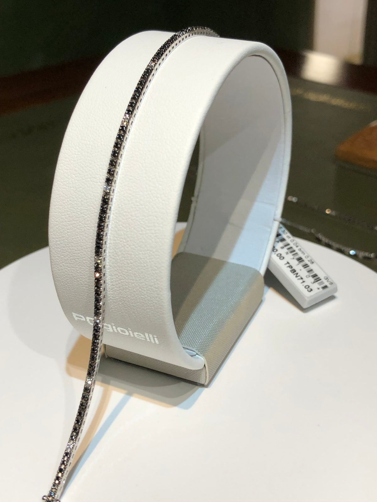 Crusado Bracciale Tennis In Oro Bianco E Diamanti Naturali Neri E Bianchi