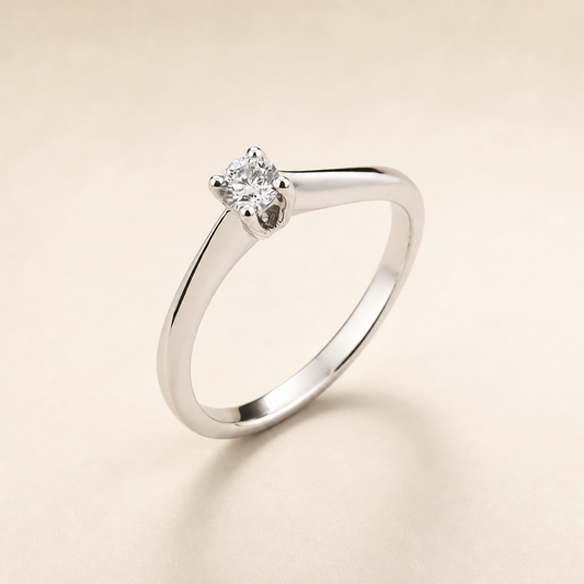 Anello Solitario con Diamante 0,19 ct D SI in Oro Bianco 18kt – Mirco Visconti (CP606/10)