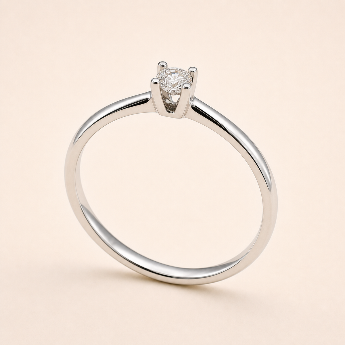 Anello Solitario con Diamante 0,09 ct G VS in Oro Bianco 18kt – Mirco Visconti (AL546/25)