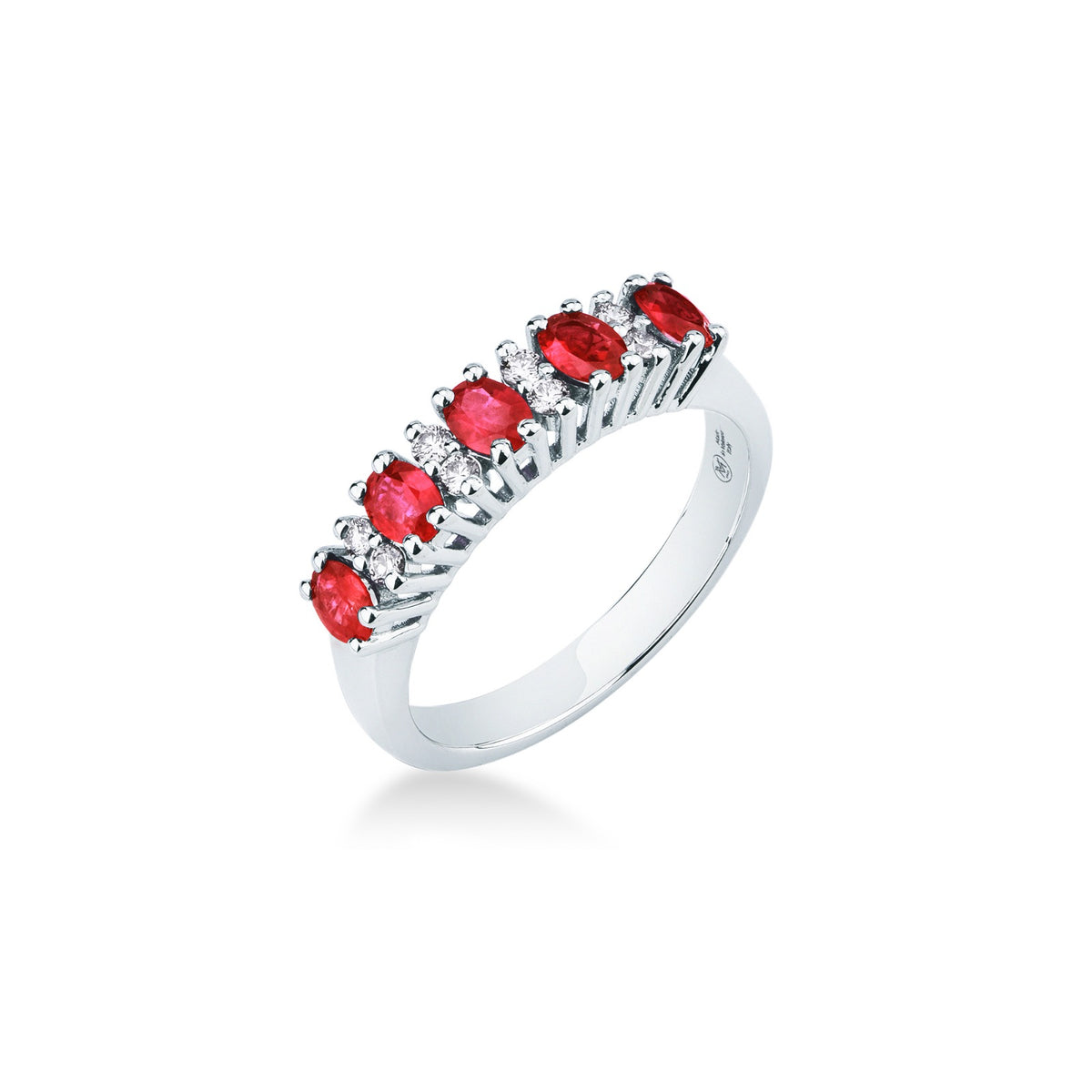 Anello con Rubini del Mozambico 1,15 ct e Diamanti 0,14 ct in Oro Bianco 18kt – Mirco Visconti