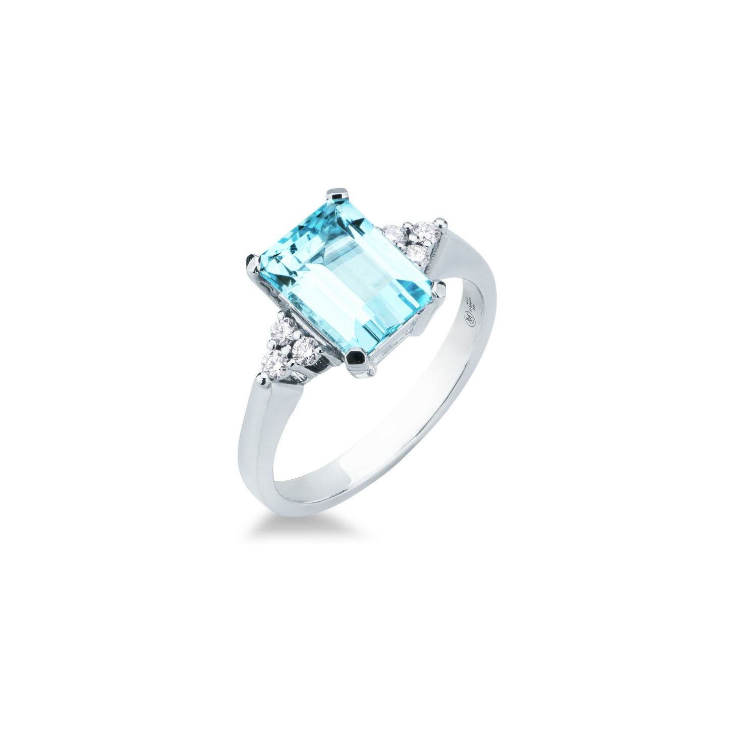Anello con Acquamarina 2,30 ct e Diamanti 0,11 ct in Oro Bianco 18kt – Mirco Visconti