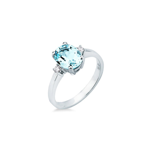 Anello con Acquamarina 1,75 ct e Diamanti 0,07 ct in Oro Bianco 18kt – Mirco Visconti (LF128/20AC)