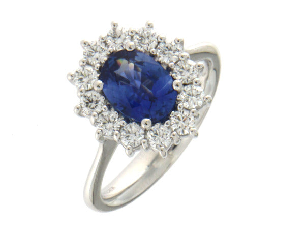 Anello con Zaffiro Kanchanaburi 1,37 ct e Diamanti 0,40 ct in Oro Bianco 18kt – Mirco Visconti