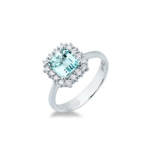 Anello con Acquamarina 2,76 ct e Diamanti 0,57 ct in Oro Bianco 18kt – Mirco Visconti