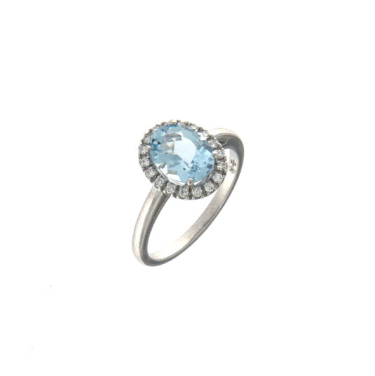 Anello con Acquamarina 1,82 ct e Diamanti 0,12 ct G VS in Oro Bianco 18kt – Mirco Visconti
