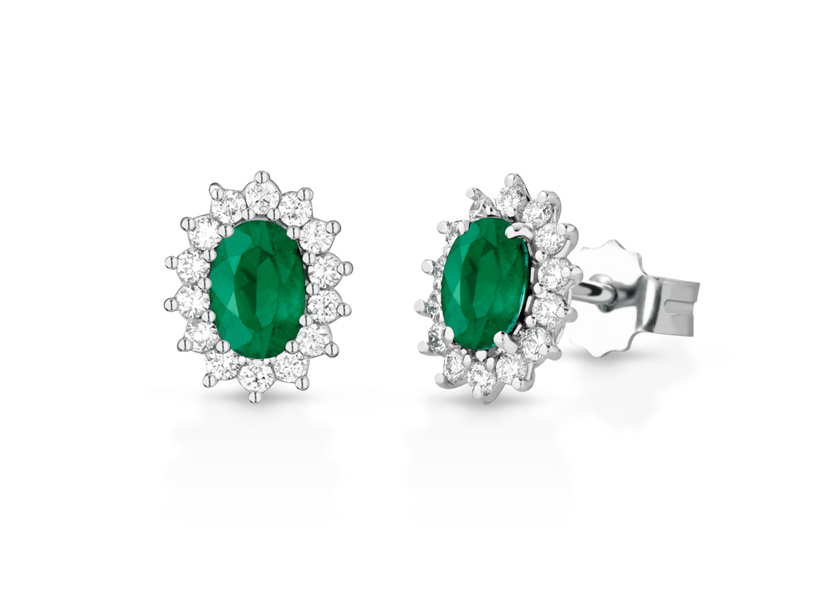Orecchini Halo con Smeraldi 1,58 ct e Diamanti in Oro Bianco 18kt – PG Gioielli (ORLADYS/4)