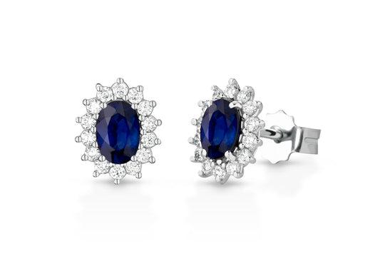 Orecchini con Zaffiri e Diamanti in Oro Bianco 18kt – PG Gioielli (ORLADYZ/2)