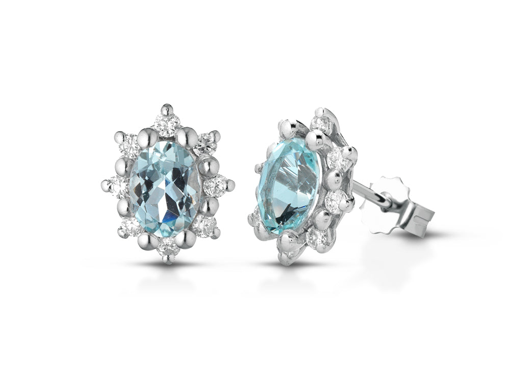 Orecchini con Acquamarina e Diamanti in Oro Bianco 18kt – PG Gioielli (ORVERA/1A)