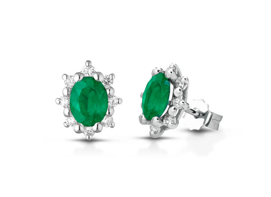 Orecchini con Smeraldi 0,28 ct e Diamanti 0,13 ct in Oro Bianco 18kt – PG Gioielli (ORVERA/1S)