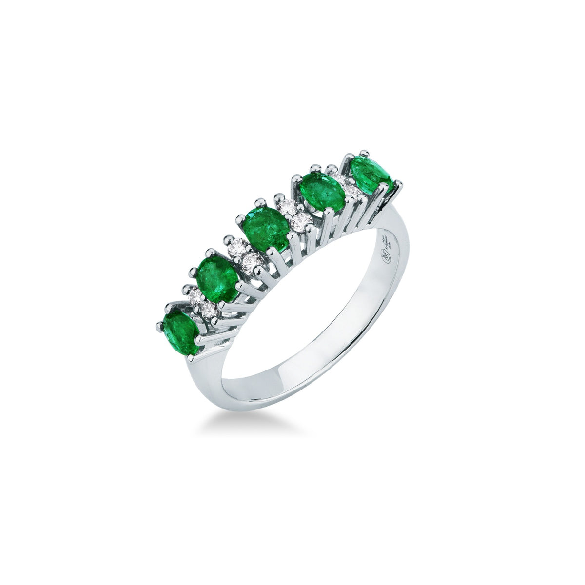 Anello con Smeraldi e Diamanti in Oro Bianco 18kt – Mirco Visconti