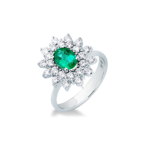 Anello con Smeraldo Colombiano 0,76 ct e Diamanti 0,81 ct in Oro Bianco 18kt – Mirco Visconti
