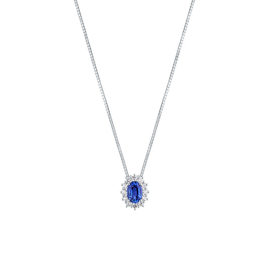 Collana con Zaffiro 0,77 ct e Diamanti 0,24 ct in Oro Bianco 18kt – Mirco Visconti