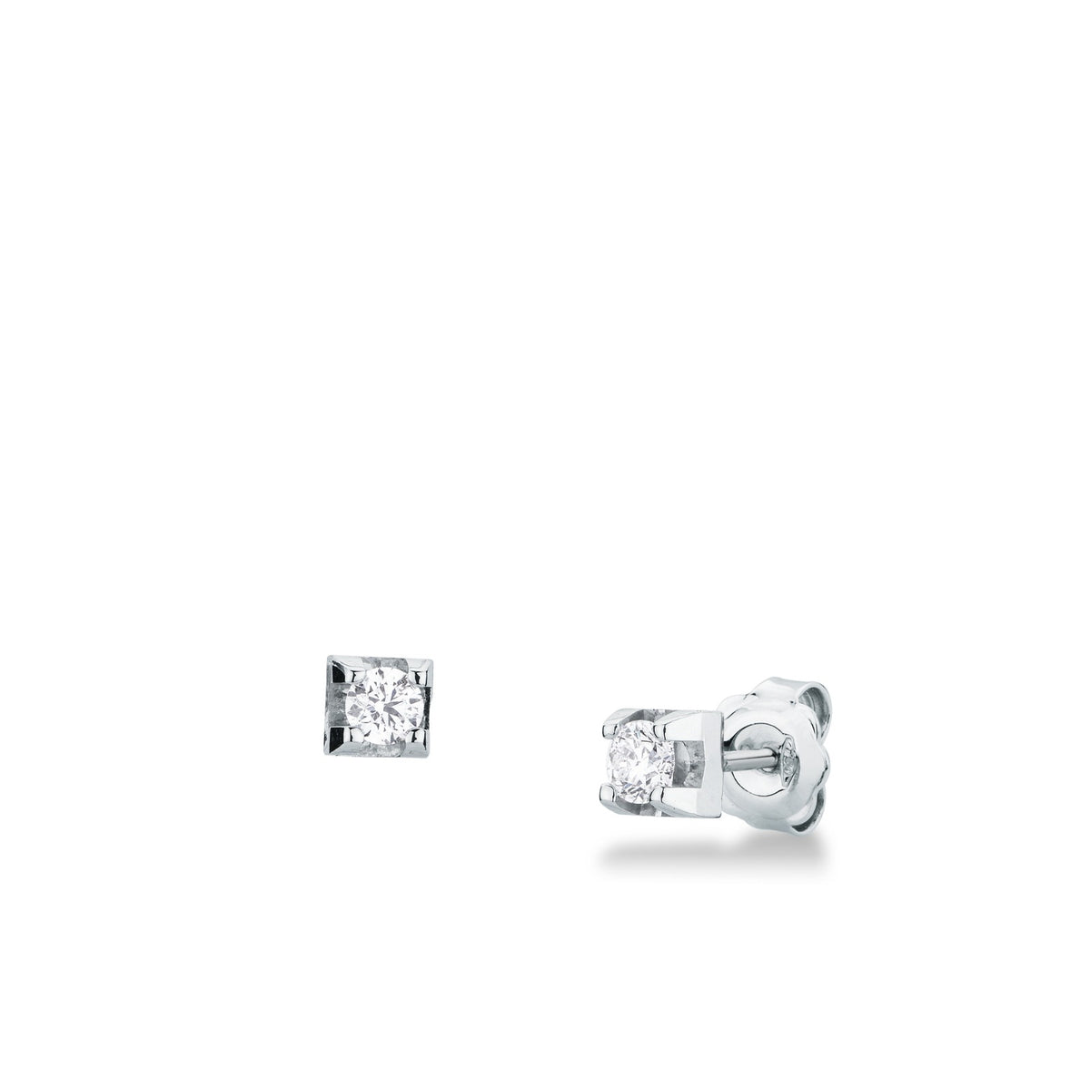 Orecchini Punto Luce Quadrati con Diamanti in Oro Bianco 18kt – Mirco Visconti