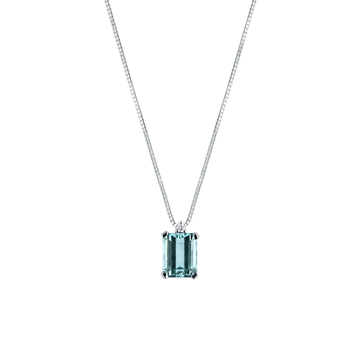 Collana con Pendente in Acquamarina e Diamanti in Oro Bianco 18kt – Mirco Visconti